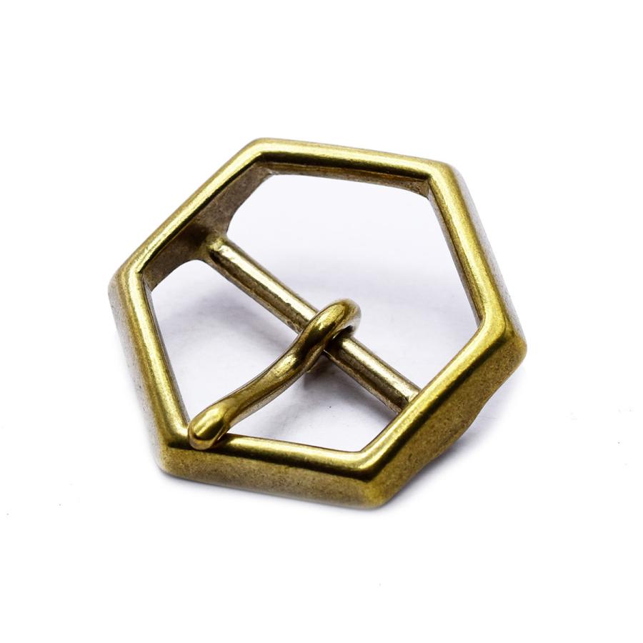 日本製 レザーベルト用 バックル 真鍮無垢製 ブラスバックル 六角形