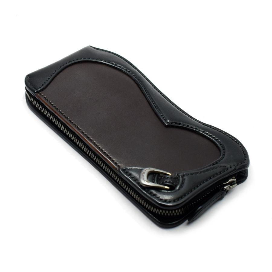 長財布 財布 フラットヘッド FLATHEAD ハーフウォレット FH-HZ004 多脂革 ハーフジップウォレット ブラウン/ブラックの画像