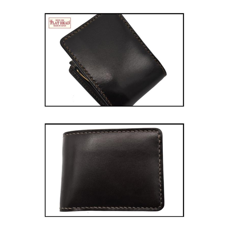 財布 フラットヘッド CHAOS別注 LKE4 FLATHEAD 手縫い 多脂革 小銭ジッパー式 ショートウォレット ブラックの画像