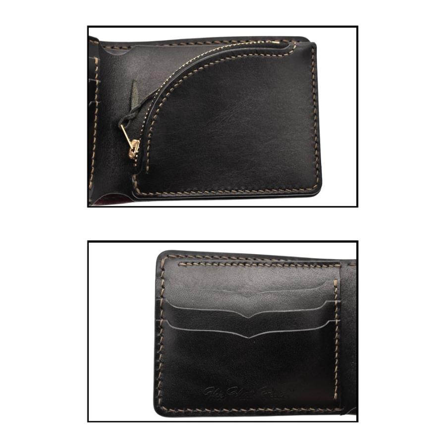 財布 フラットヘッド CHAOS別注 LKE4 FLATHEAD 手縫い 多脂革 小銭ジッパー式 ショートウォレット ブラックの画像