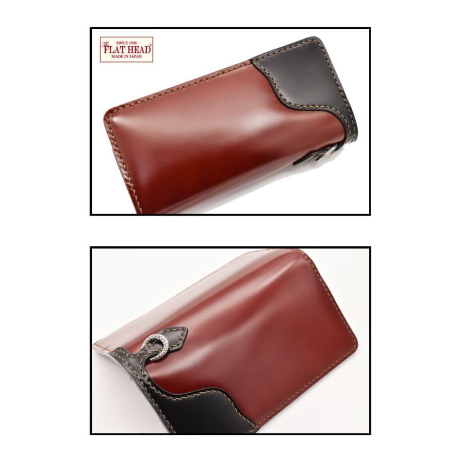 長財布 財布 フラットヘッド FLATHEAD 手縫い コードバン ロングウォレット 小銭差し込み式 FH-WL003 ブラウン/ブラックの画像