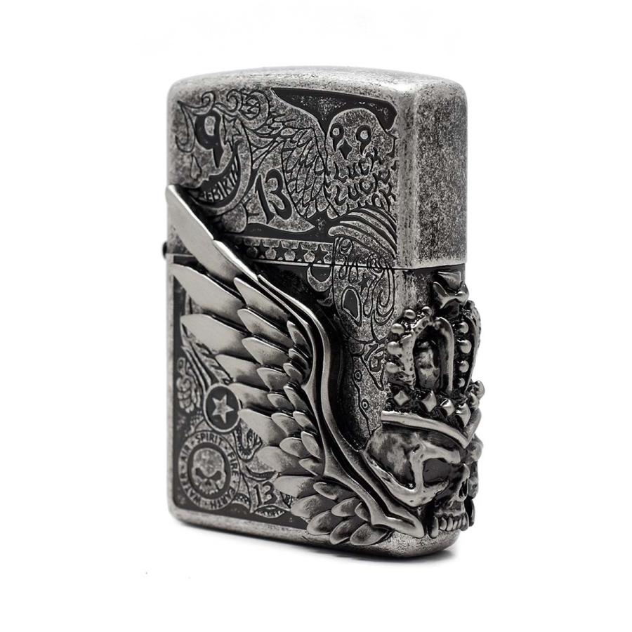 【正規取扱店】ZIPPO オイルライター ジッポー フォーチュンヘッド シルバーイブシバレル SV｜chaos-accessory｜05