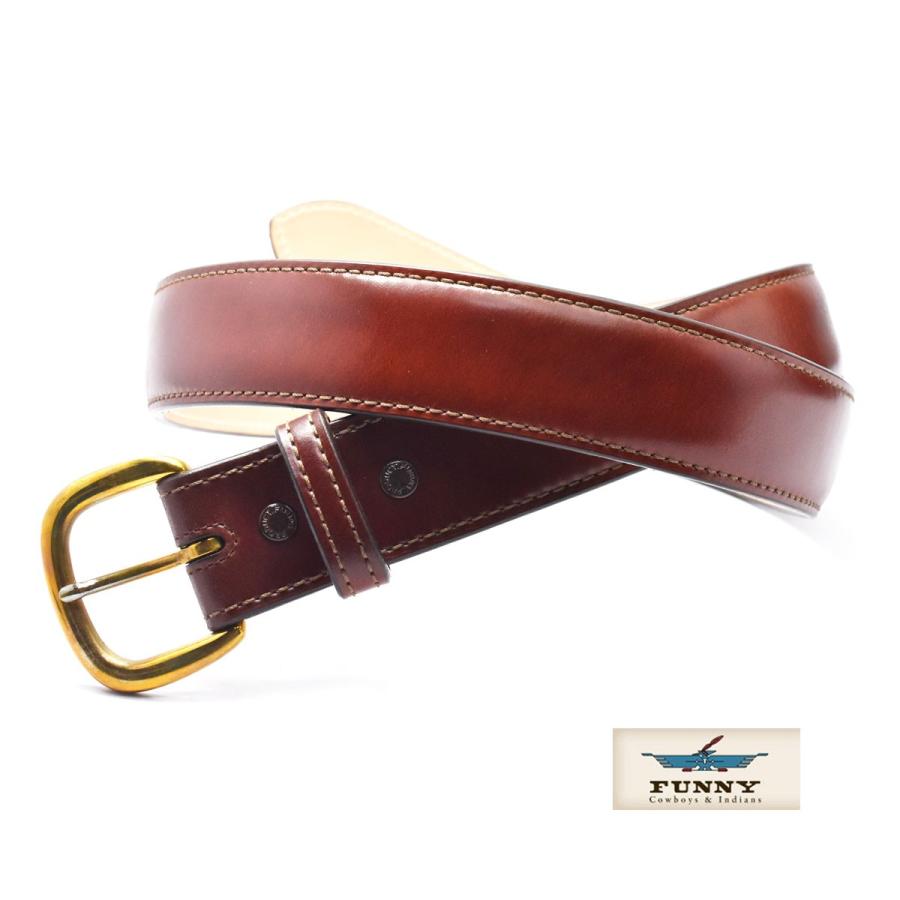 【FUNNY ファニー】本革ベルト BELT 真鍮バックル コードバンベルト ブラウン funnybeltcvbrnCHAOS