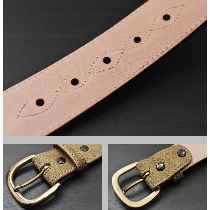 【FUNNY ファニー】ベルト シングルステッチ・ストレートベルト 象革 エレファント ベージュ バックル ニッケルメッキ funny