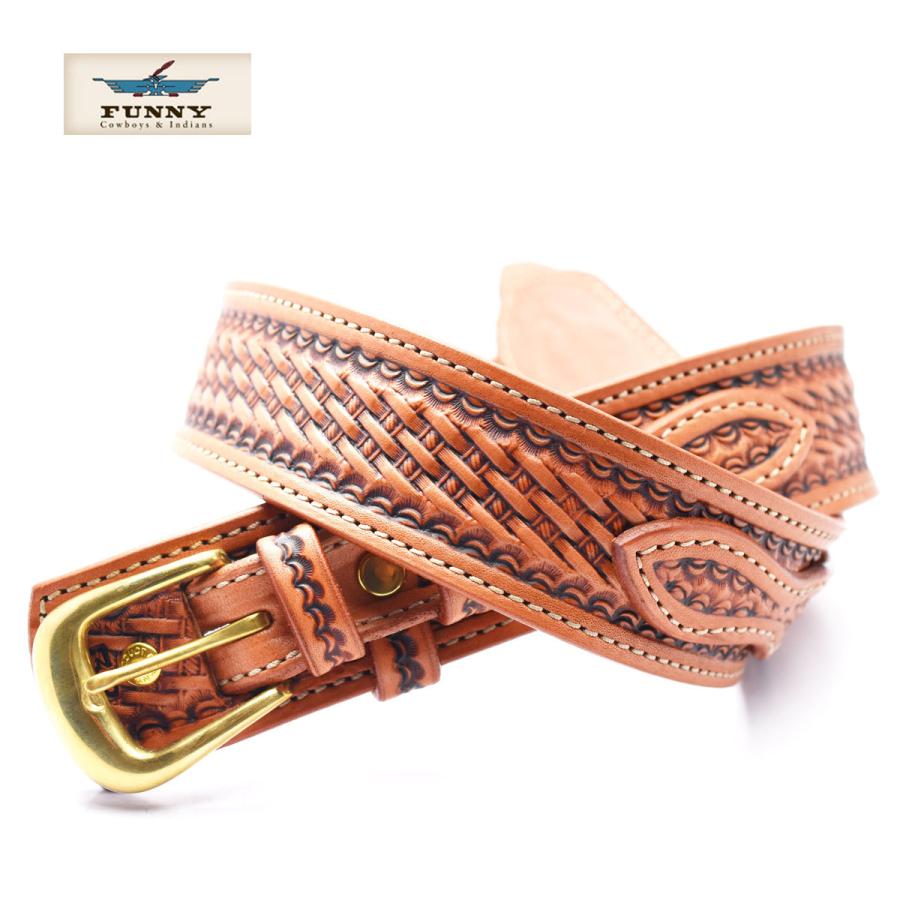 【FUNNY ファニー】本革ベルト BELT レンジャーベルト/プレスバスケット ナチュラル/TAN funnybeltranger
