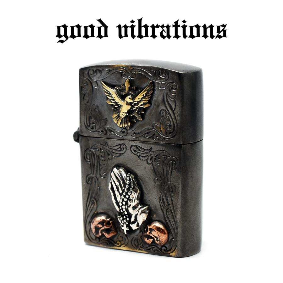 スカル（ZIPPO） オイルライター グッドバイブレーションズ 真鍮