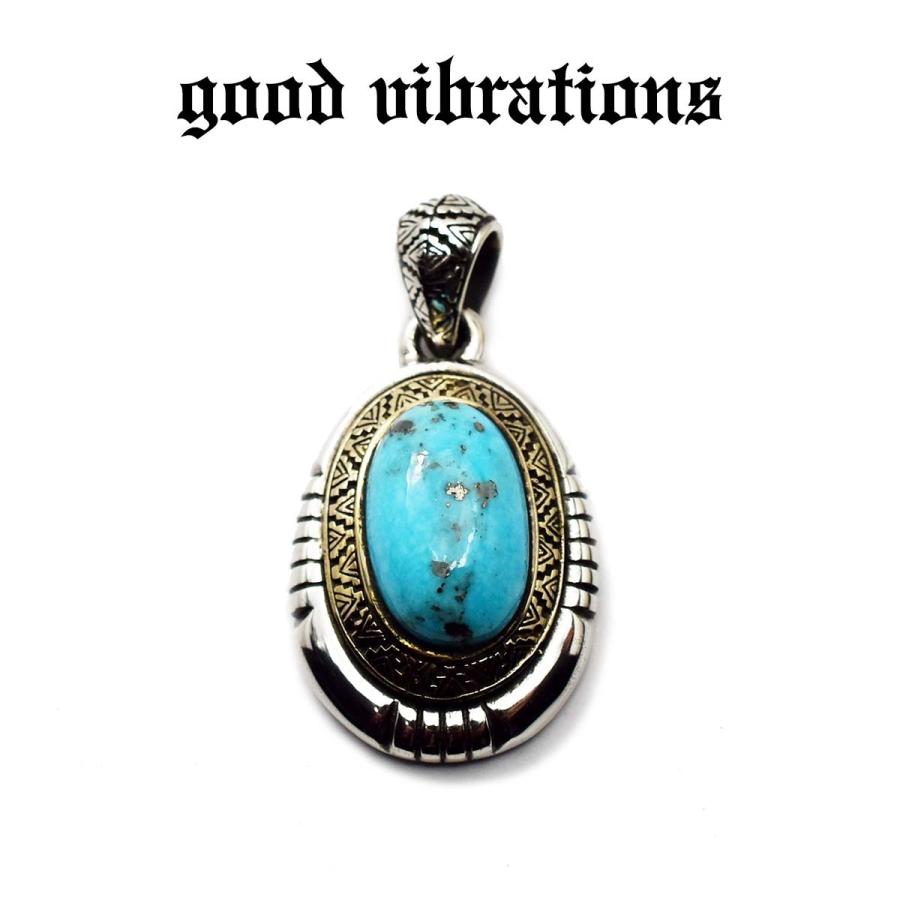 good vibrations オーバルターコイズ ＆ サンフェイス ペンダントトップ チャーム スターリングシルバー/純銀/ネックレス