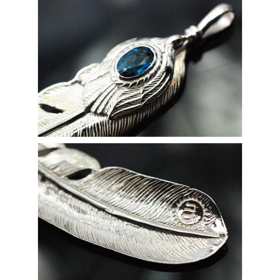 【正規取扱店】good vibrations＜特大フェザー ロンドンブルートパーズ ワンポイント ペンダントトップ チャーム Silver【925】 ＞の画像