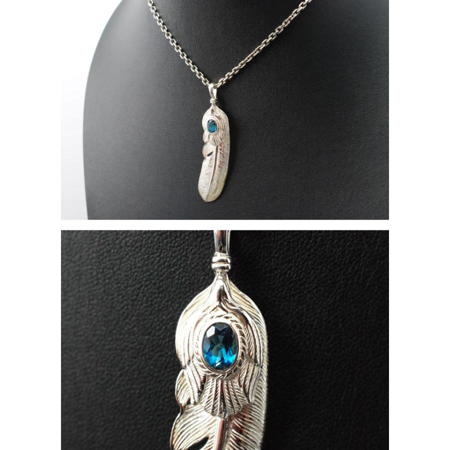【正規取扱店】good vibrations＜特大フェザー ロンドンブルートパーズ ワンポイント ペンダントトップ チャーム Silver【925】 ＞の画像