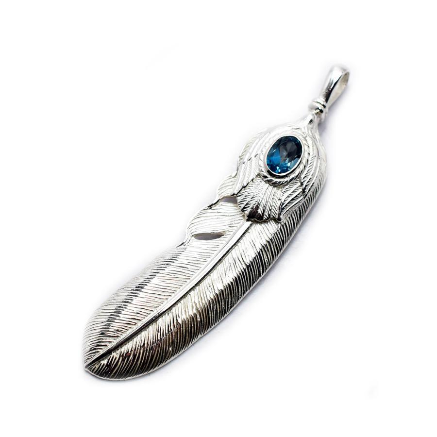 【正規取扱店】good vibrations＜特大フェザー ロンドンブルートパーズ ワンポイント ペンダントトップ チャーム Silver【925】 ＞の画像