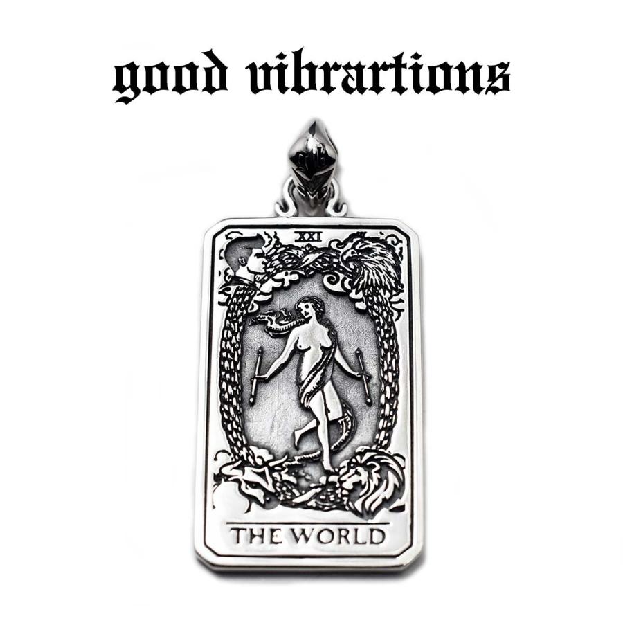 good vibrations ＜タロットカード THE WORLD クロス 十字架 チャーム ペンダントトップ シルバー925 純銀＞送料無料