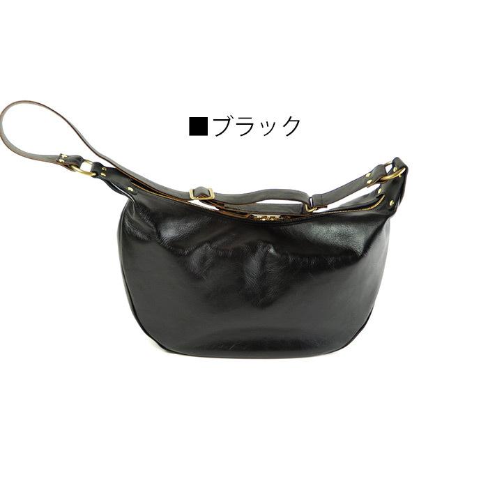 インセプション ショルダーバッグ 新喜皮革 茶芯レザー 馬革 ホースハイド ラージ バナナバッグ IPHSB-08の画像