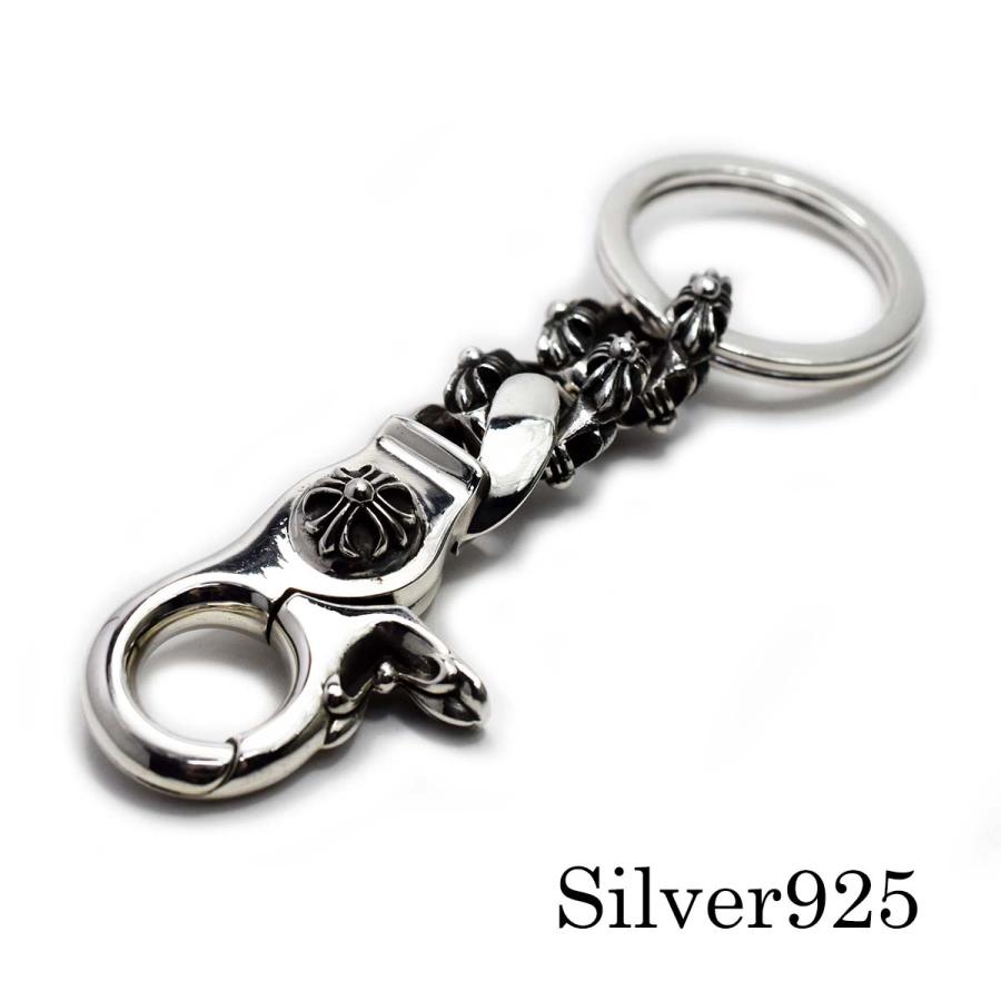 キーチェーン メンズ シルバー925 十字 クロス キーフック キーホルダー スターリング シルバー 925 アクセサリー 2連 キヘイ 喜平