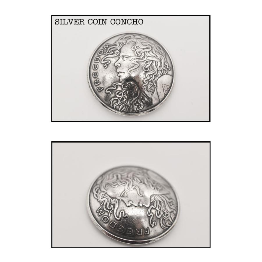 シルバーコインコンチョ 直径38mm 自由の少女 コインコンチョ 燻し加工 アメリカ 記念コイン 銀貨 カスタムパーツ 希少 Silver999