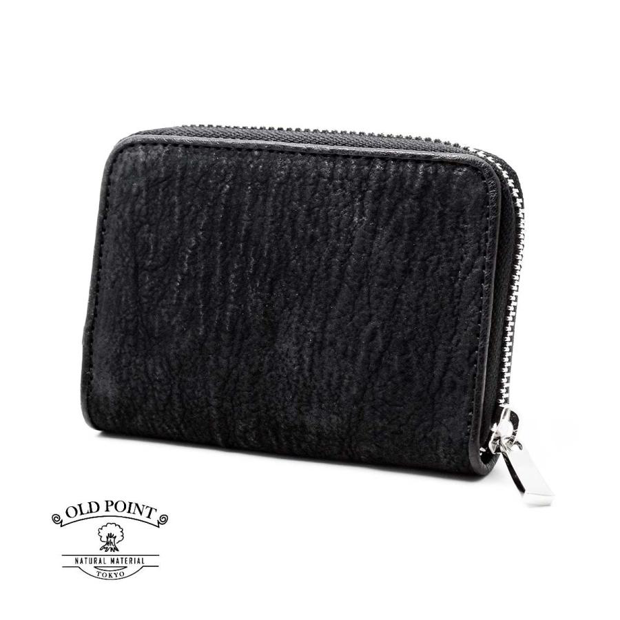 ブラーノ コインケース 小銭入れ 本革 オールドポイント 財布 ラウンドファスナー ミニウォレット シャークスキン ブラック