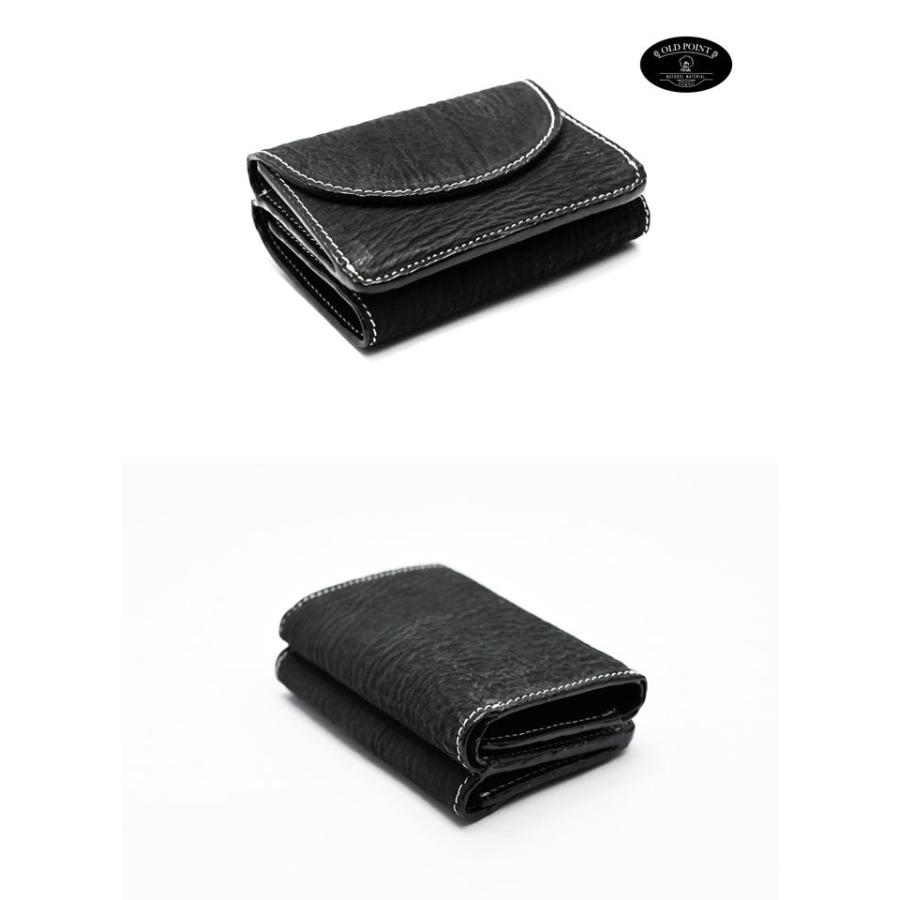 財布 ミニ財布 コンパクト 三つ折り財布 小さい財布 オールドポイント シャークスキン ブラック ダジュール｜chaos-accessory｜02