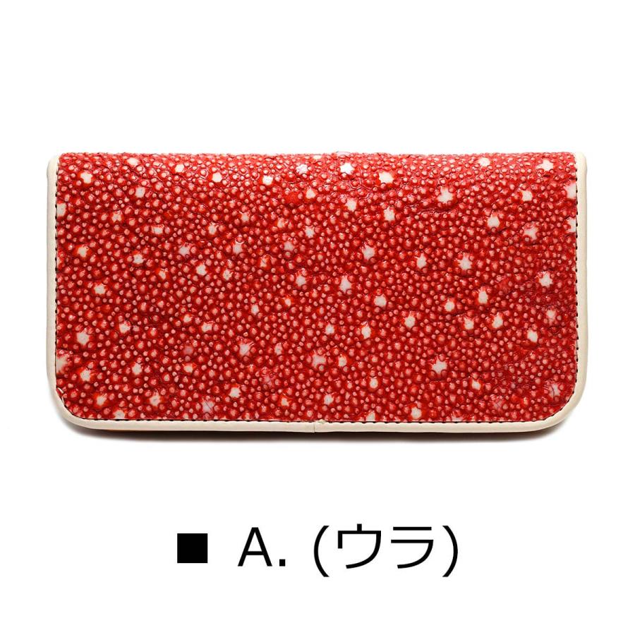 イバラエイ スタースティングレイ 梅花皮 かいらぎ ロングウォレット　エイ革 財布 ビブリー　レッド　オールドポイント 次回入荷未定の画像