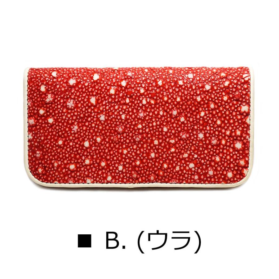 イバラエイ スタースティングレイ 梅花皮 かいらぎ ロングウォレット　エイ革 財布 ビブリー　レッド　オールドポイント 次回入荷未定の画像