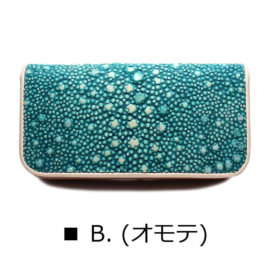 イバラエイ スタースティングレイ 梅花皮 かいらぎ ロングウォレット　エイ革 財布 ビブリー　ターコイズ　オールドポイント 次回入荷未定の画像