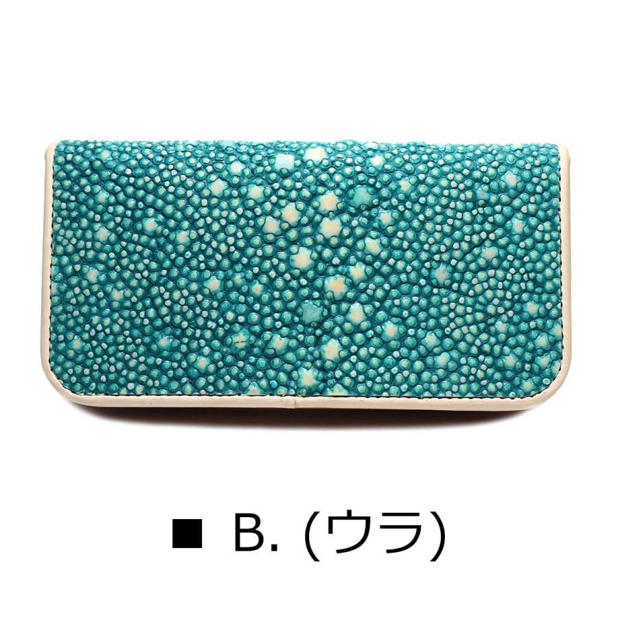 イバラエイ スタースティングレイ 梅花皮 かいらぎ ロングウォレット　エイ革 財布 ビブリー　ターコイズ　オールドポイント 次回入荷未定の画像