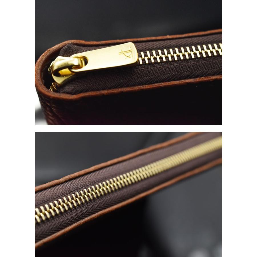 長財布 財布 オールドポイント 「匠 Takumi」 ラウンドファスナーウォレット アザラシ革 シール シャイニーブラウンの画像