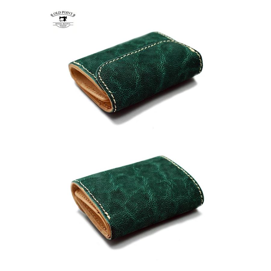 公式店舗 限定1個 財布 ミニ財布 コンパクト 三つ折り財布 日本製 オールドポイント 象革 エレファントレザー グリーン ブランド 人気 おしゃれ Oldpoint Miniwallet 004 Chaos Accessory 通販 Yahoo ショッピング 格安人気 Regionmarket Store