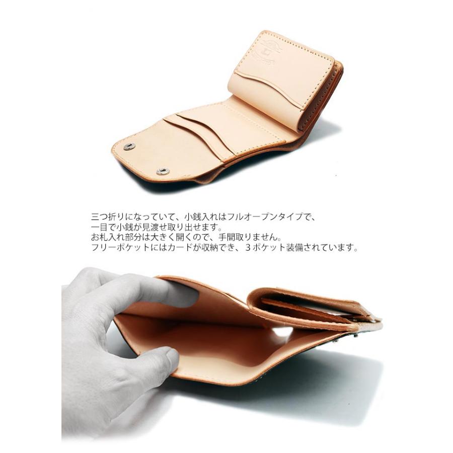 限定 財布 ミニ財布 コンパクト 三つ折り財布 日本製 オールドポイント 象革 エレファントレザー エメラルドグリーンの画像