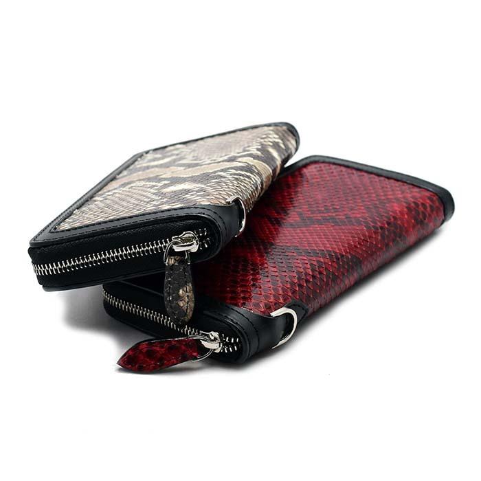 長財布 財布 オールドポイント Dリング付き ウォレット ラウンドファスナー ダイヤモンドパイソン ニシキヘビ ヘビ革 |  | 04