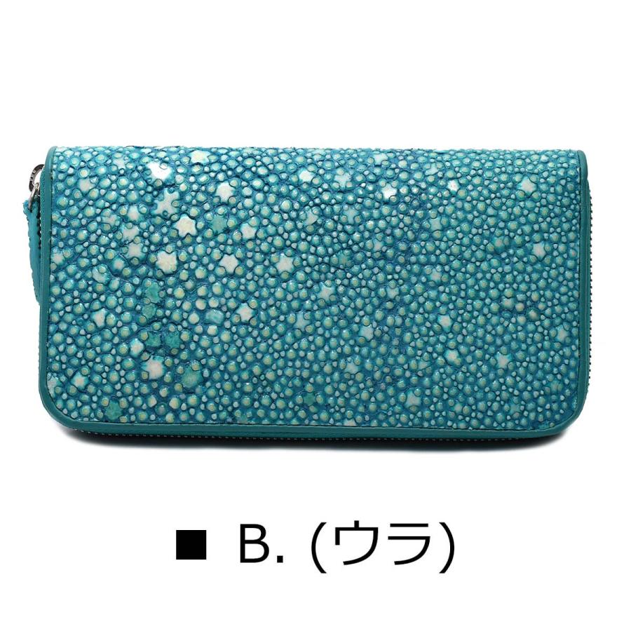 超希少 模様が選べる 次回入荷未定 イバラエイ スタースティングレイ 梅花皮 かいらぎ ラウンドファスナー ターコイズ コルマール エイ革 財布 オールドポイントの画像