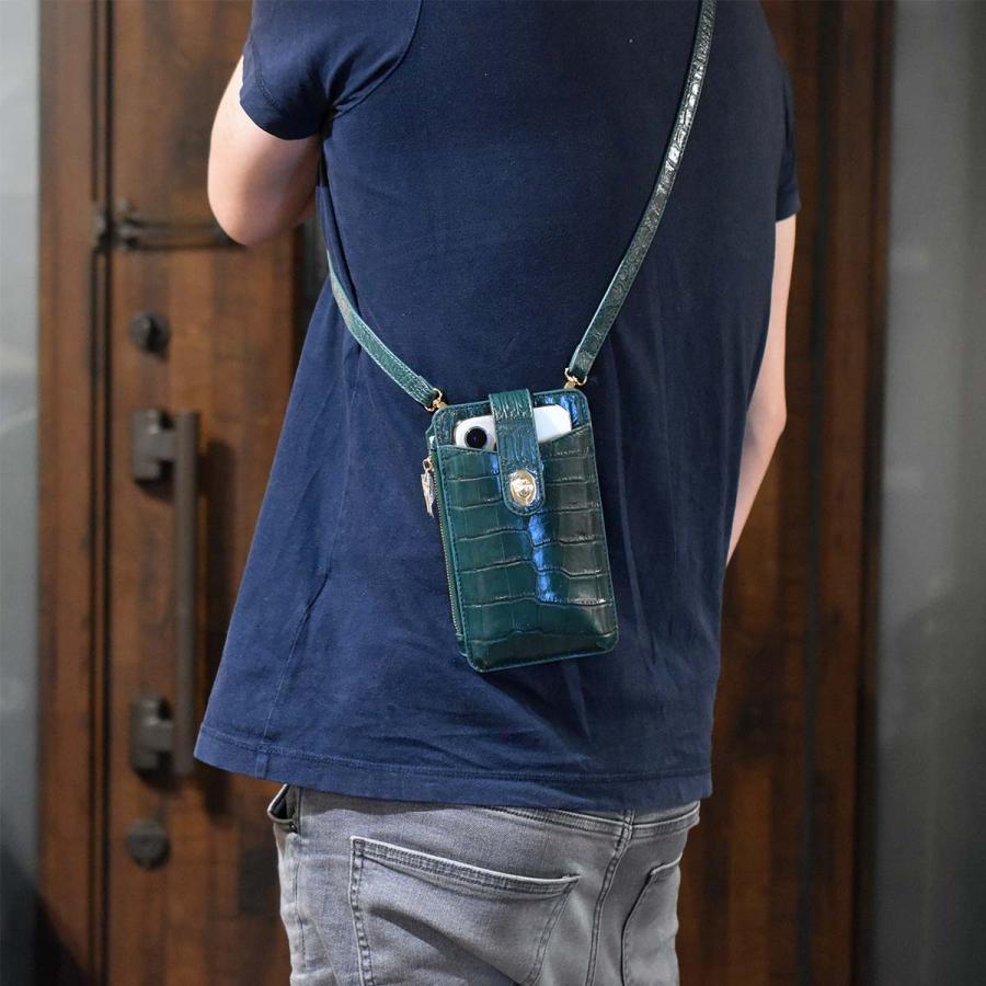 ミニショルダーバッグ 本革 クロコダイル スマホショルダー サコッシュ 