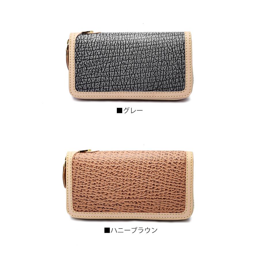 財布 長財布 ウォレット 鮫革 ラウンドファスナー Dリング付き 気仙沼産 シャークスキン 8カラー オールドポイントの画像