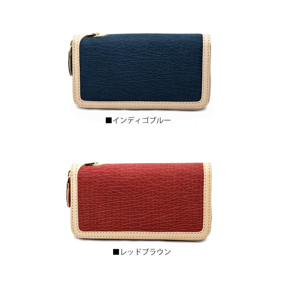 財布 長財布 ウォレット 鮫革 ラウンドファスナー Dリング付き 気仙沼産 シャークスキン 8カラー オールドポイントの画像
