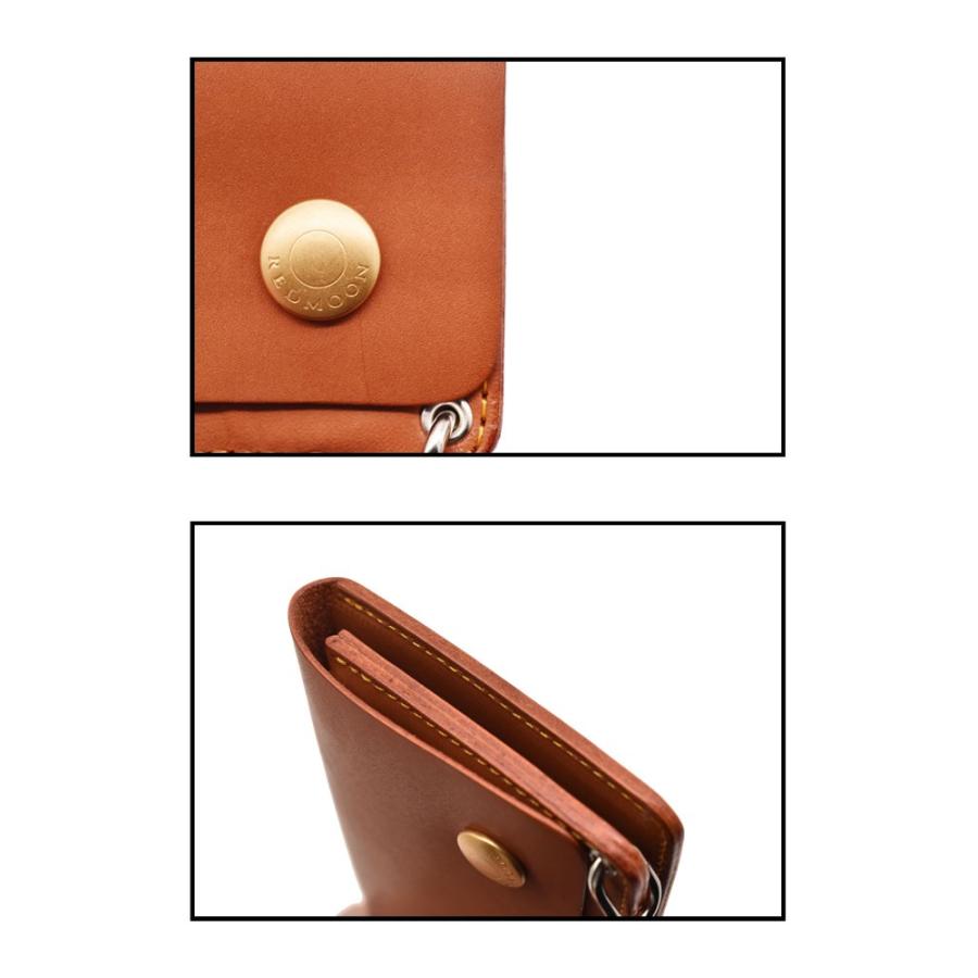 茶芯 栃木レザー ミドル トラッカーウォレット 手縫い 百合の紋章