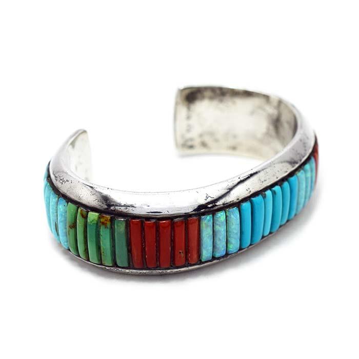 1点物 シルバーアクセサリー 燻し ヴィンテージ バングル インレイ