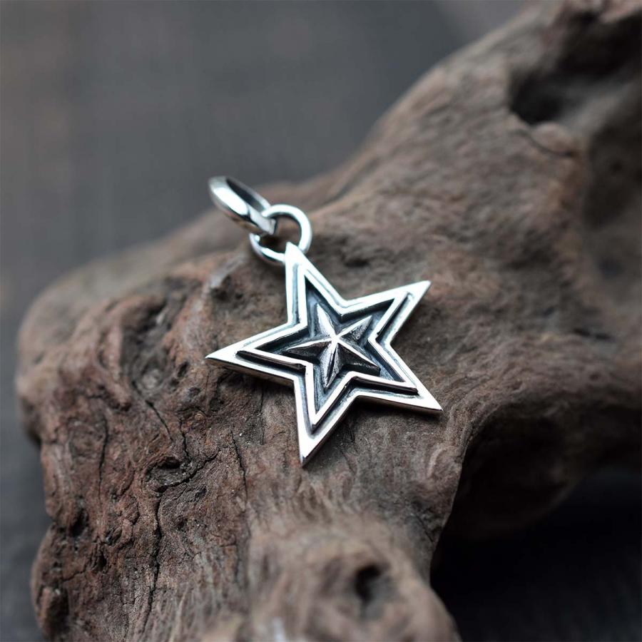 シルバーアクセサリー メンズ シルバー925 星型 スター インスタ― ペンダントトップ チャームの画像