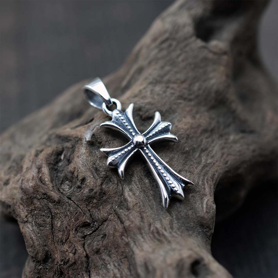 シルバーアクセサリー メンズ シルバー925 タイニークロス ドット 両面 
