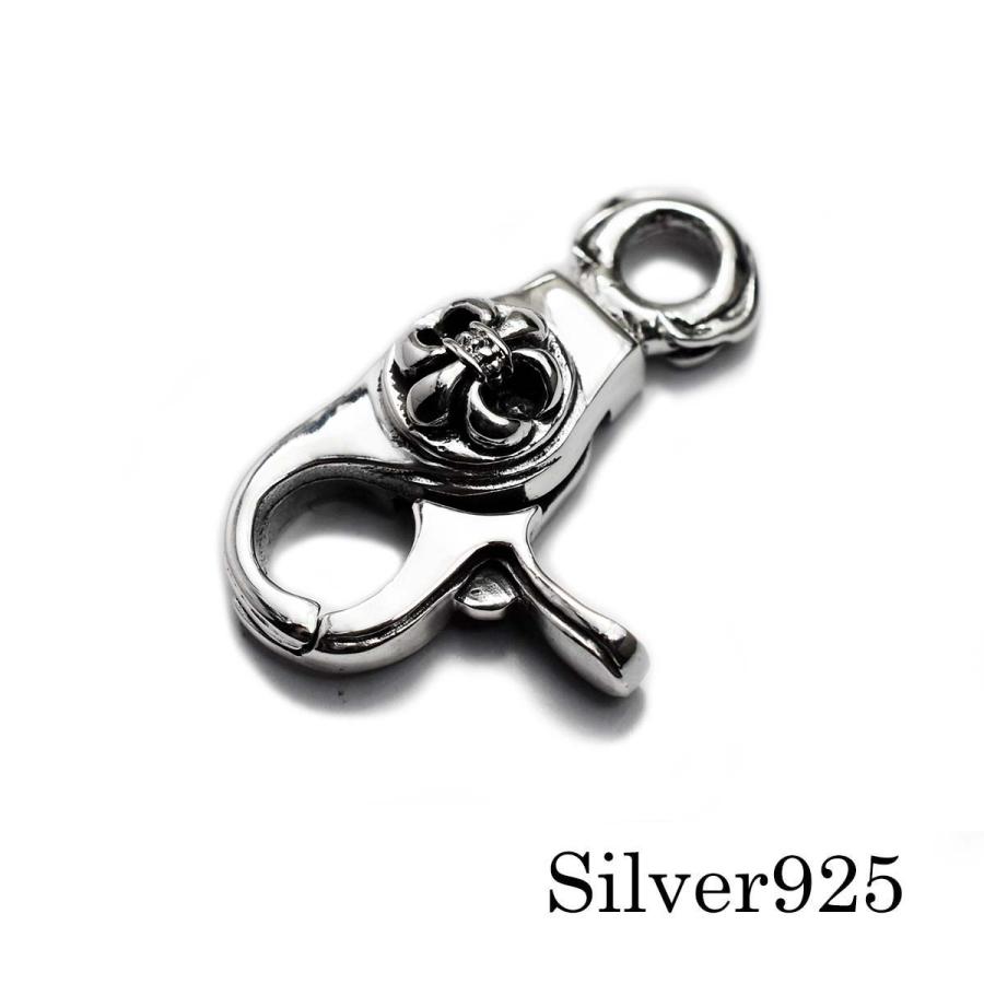シルバー925製 29×19mm リリー デザイン 百合の紋章 ナスカン 金具 レバー型 キーホルダー ストラップ パーツ レバーナス 純銀 | 