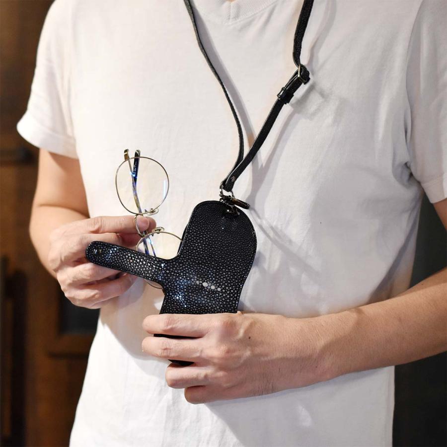 薄型 アイウェアケース 眼鏡ケース 本革 エイ革 メンズ レディース