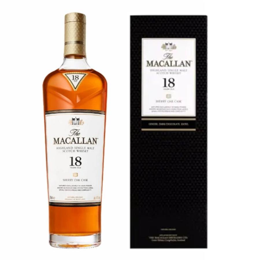【新品】ザ・マッカラン　18年　シェリーオーク　43度　箱付き　700ml　正規 お酒 ウイスキー スペイサイド シングルモルト マッカラン シェリー