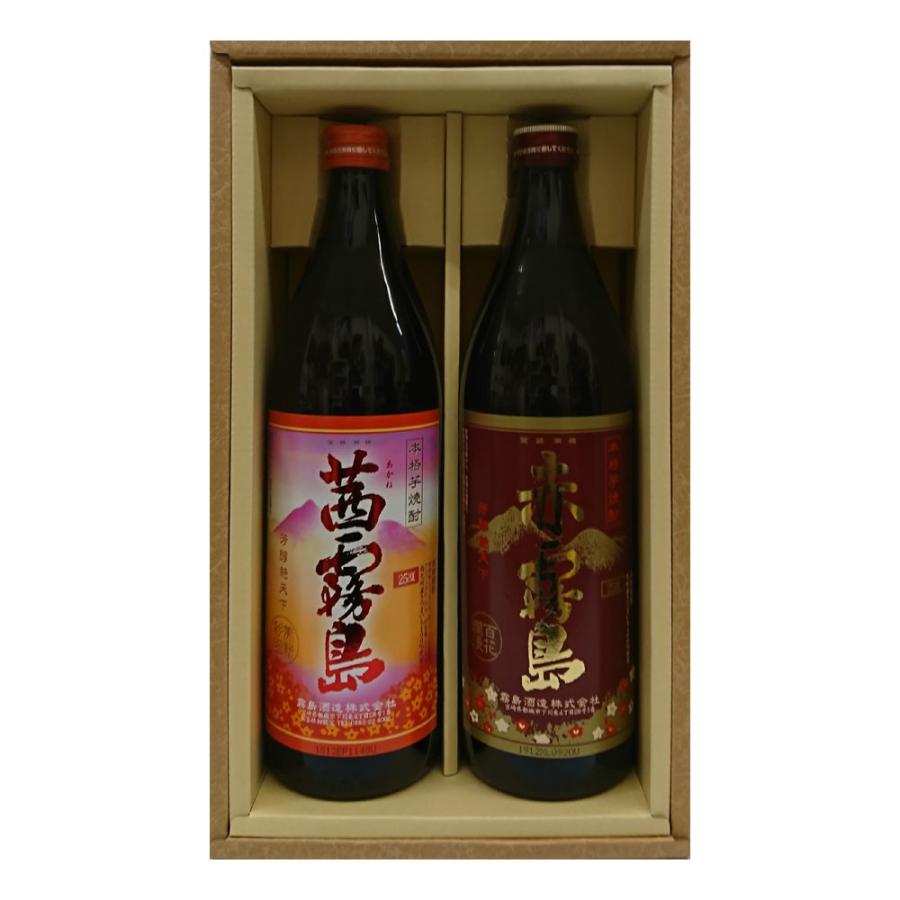 お酒 ギフト 茜霧島 25° 900ml & 赤霧島 25° 900ml (かぶせ箱入り 芋2本セット) ((条件付き送料無料)) | 