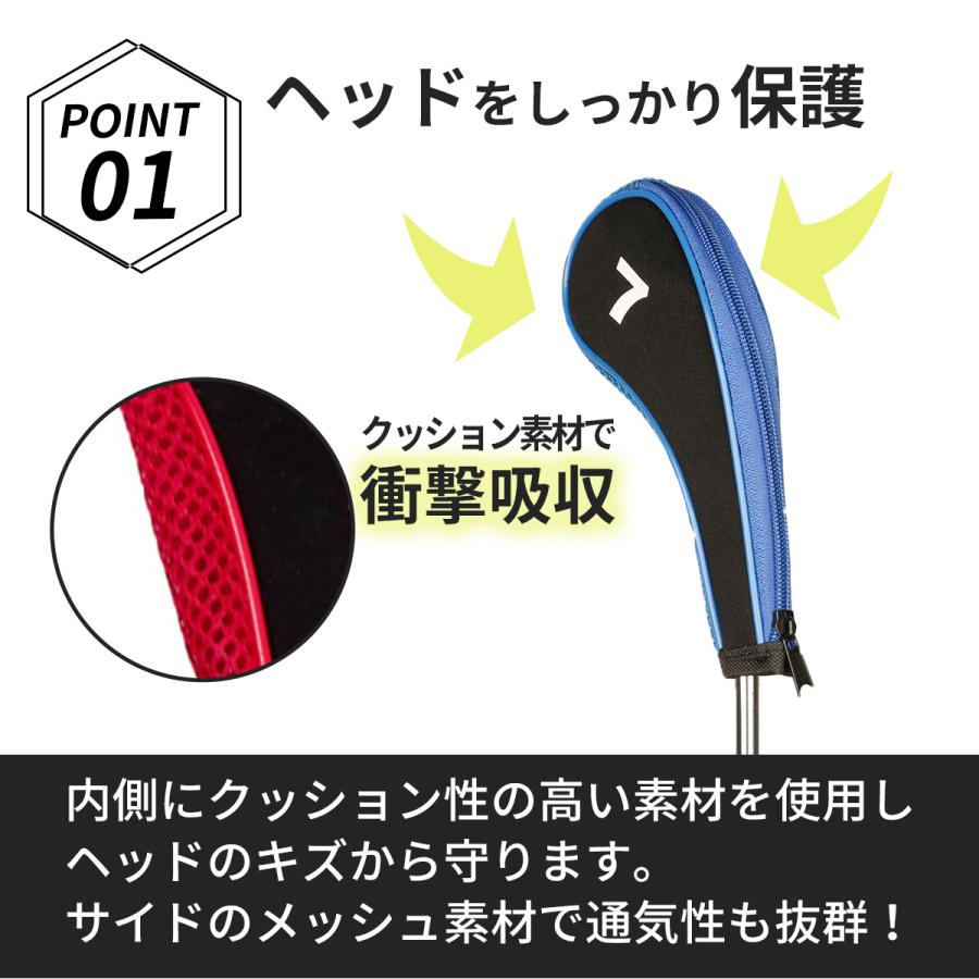 アイアンカバー セット 10点 10点セット ゴルフ カバー 単品 ファスナー ゴルフクラブ 赤 白 青 ヘッドカバー かっこいい おしゃれ |  | 04