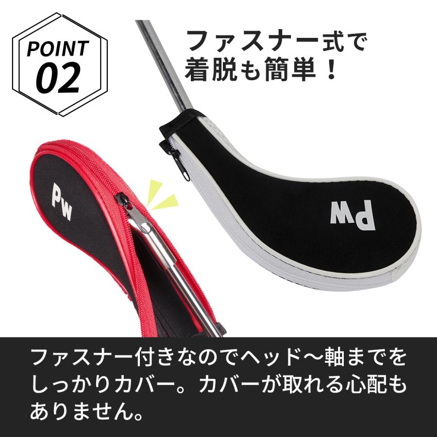 アイアンカバー セット 10点 10点セット ゴルフ カバー 単品 ファスナー ゴルフクラブ 赤 白 青 ヘッドカバー かっこいい おしゃれ |  | 05