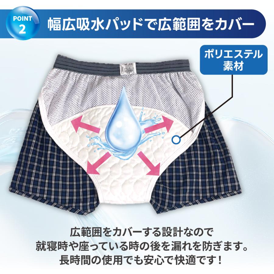 尿漏れパンツ トランクス 2枚セット 男性用 失禁パンツ ちょい漏れパンツ 男性用 介護 防水 おねしょ 防止 ズボン 対策 150cc吸水 爆買 | ブランド登録なし | 02