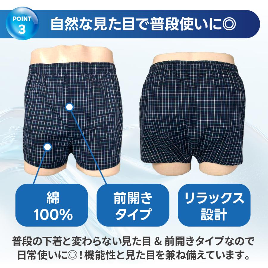 尿漏れパンツ トランクス 2枚セット 男性用 失禁パンツ ちょい漏れパンツ 男性用 介護 防水 おねしょ 防止 ズボン 対策 150cc吸水 爆買 | ブランド登録なし | 03