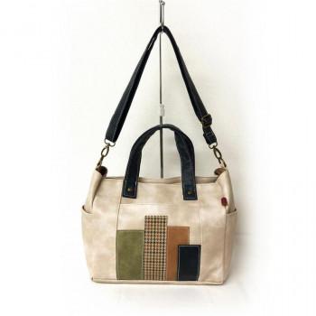 Lafiel (ラフィール) 合皮パッチワークシリーズ トートバッグ2WAY 89ベージュ 003179000