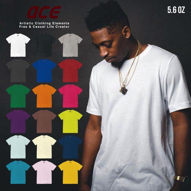 無地 半袖 Tシャツ 5.6 oz オンス ACE プリント オリジナル メンズ