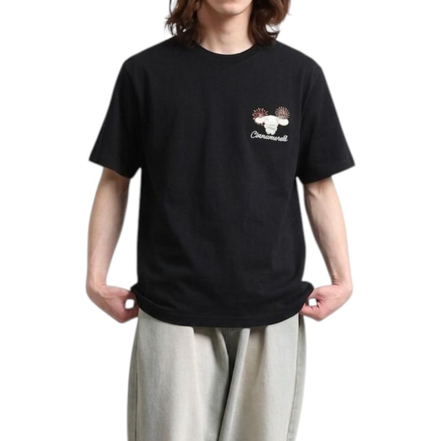 シナモロール 半袖 Tシャツ バックプリント 刺繍 天竺 メンズ