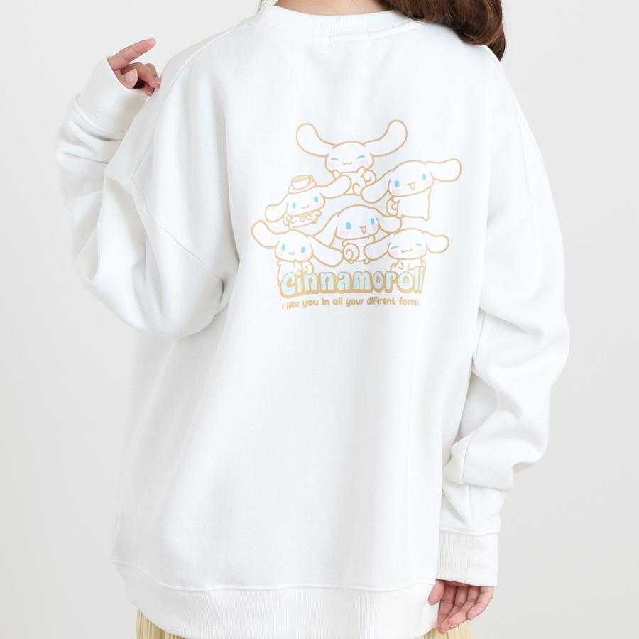 シナモロール サガラ刺繍 裏起毛ビッグシルエット トレーナー オーバー 