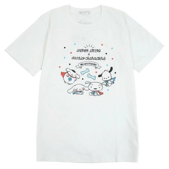 sanrio クレヨンしんちゃん サンリオ シロ ヒーロー 手書き風 Tシャツ 