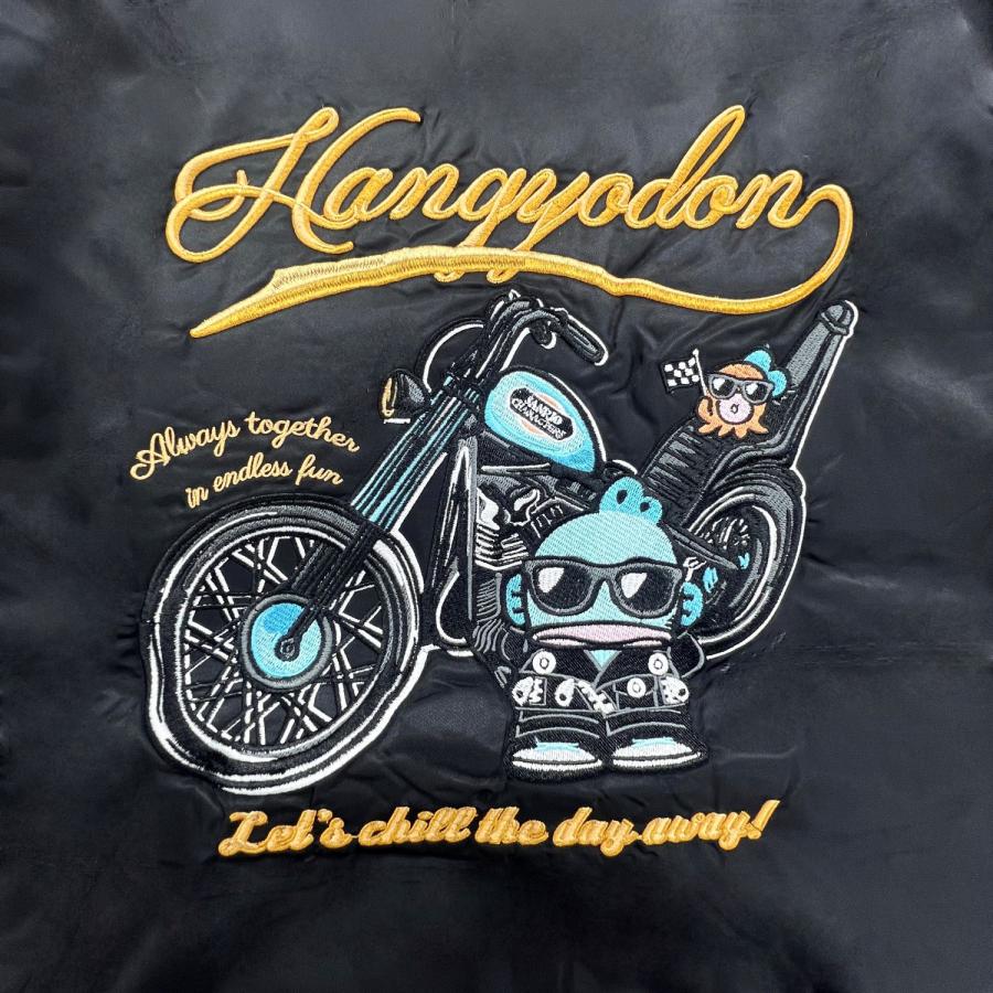 はんぎょどんネイビーL sanrio（サンリオ） ハンギョドン MA-1ジャケット バイク柄 アウター
